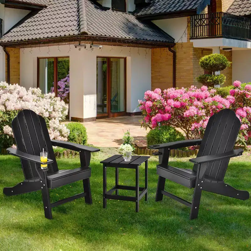 Costway 4PCS Patio Adirondack Chair Weather Resistant Garden Deck W/Cup Holder White\Black\Grey\Turquoise\Navy\Red