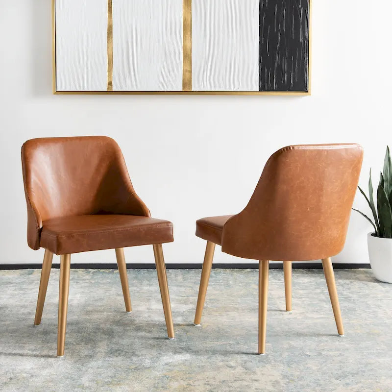 SAFAVIEH Nobie 18.3  Upholstered Dining Chair - Grey / Gold (Set of 2) - 21  x 22  x 31  - 21Wx22Dx31H