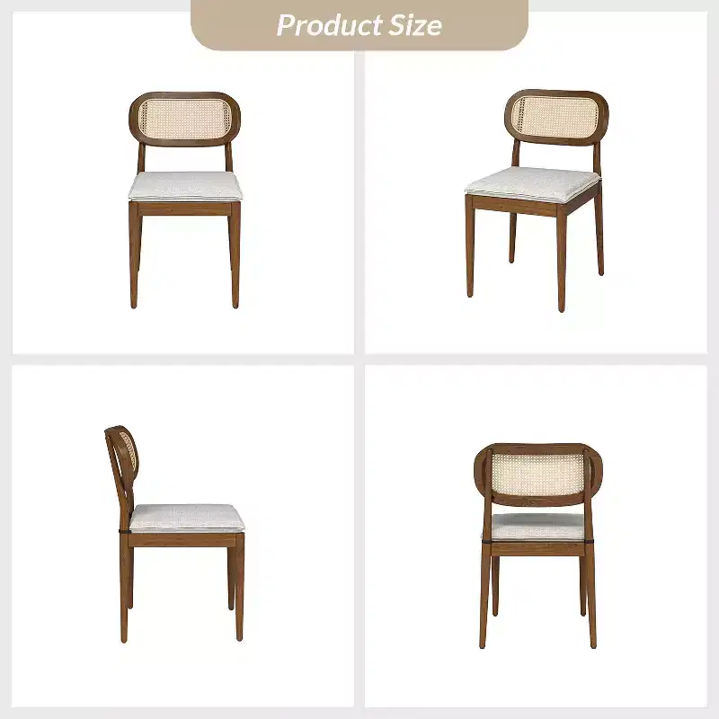 Hartmut Modern Ratten Dining Chair Set of 2 with Solid Wood Legs ART OF LIVING DESIGNS