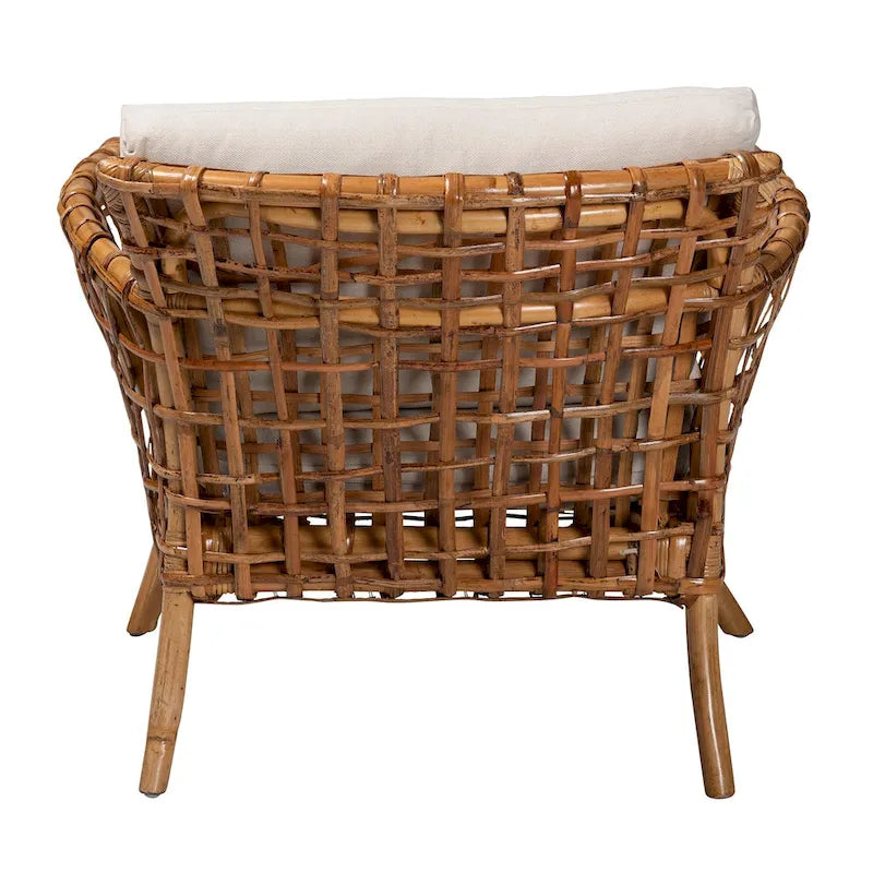 Modern Bohemian Natural Brown Rattan Arm Chair