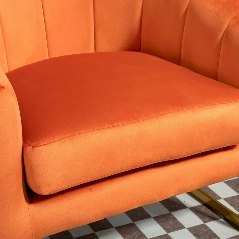Velvet Accent Armchair with Gold Metal Frame