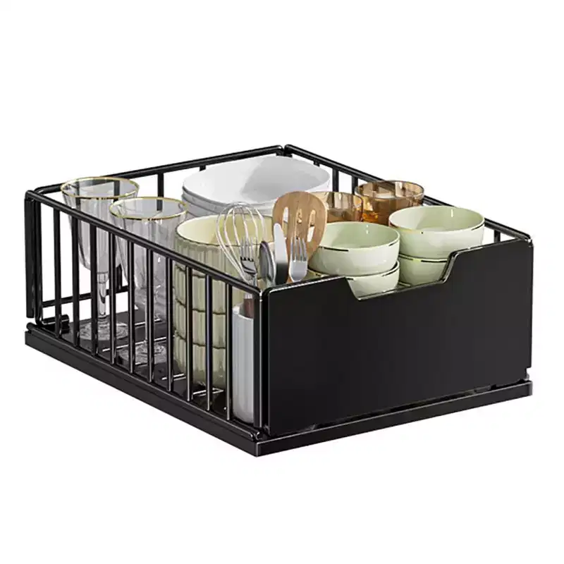 Pull Out Cabinet Organizer, Extendable Slide Out Drawer Storage Shelves, Metal Slide Out Drawers, Pantry Storage Drawers, Bathroom Cabinet Organizer