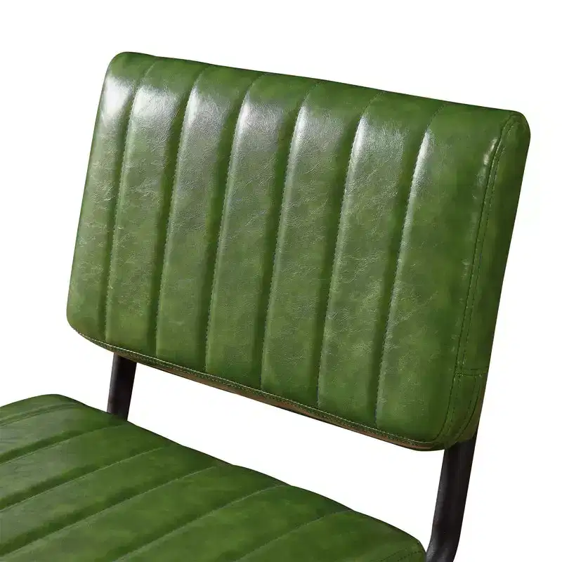 HOMLUX Upholstered Set of 2 Cantilever PU Leather Counter Height Barstool with Black Metal LegsOlive Green