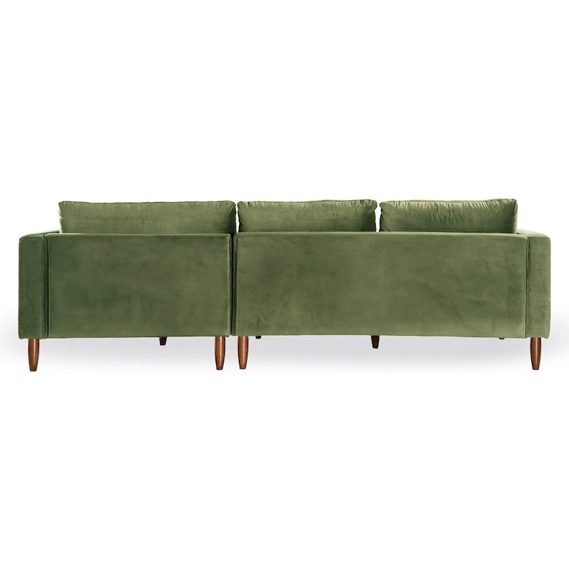 Mid-Century Modern L-Shaped Pillow Back Velvet Sectional Sofa