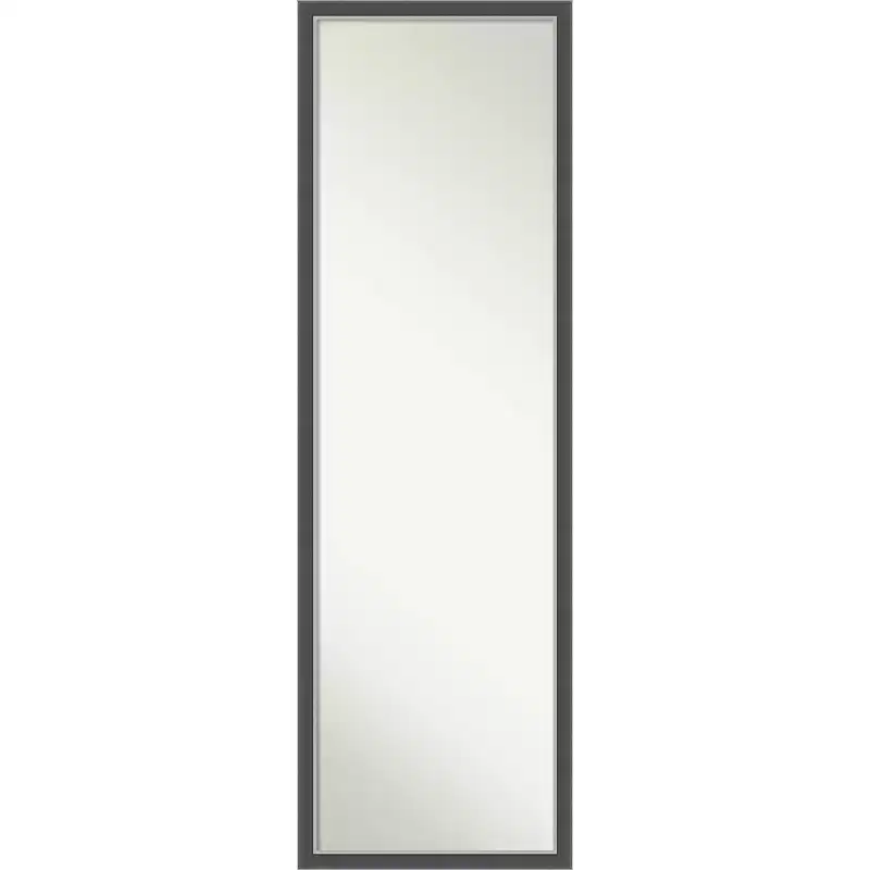Eva Thin Framed Full Length on the Door Mirror Black/Silver - Amanti Art: Polystyrene Frame, No Assembly Required