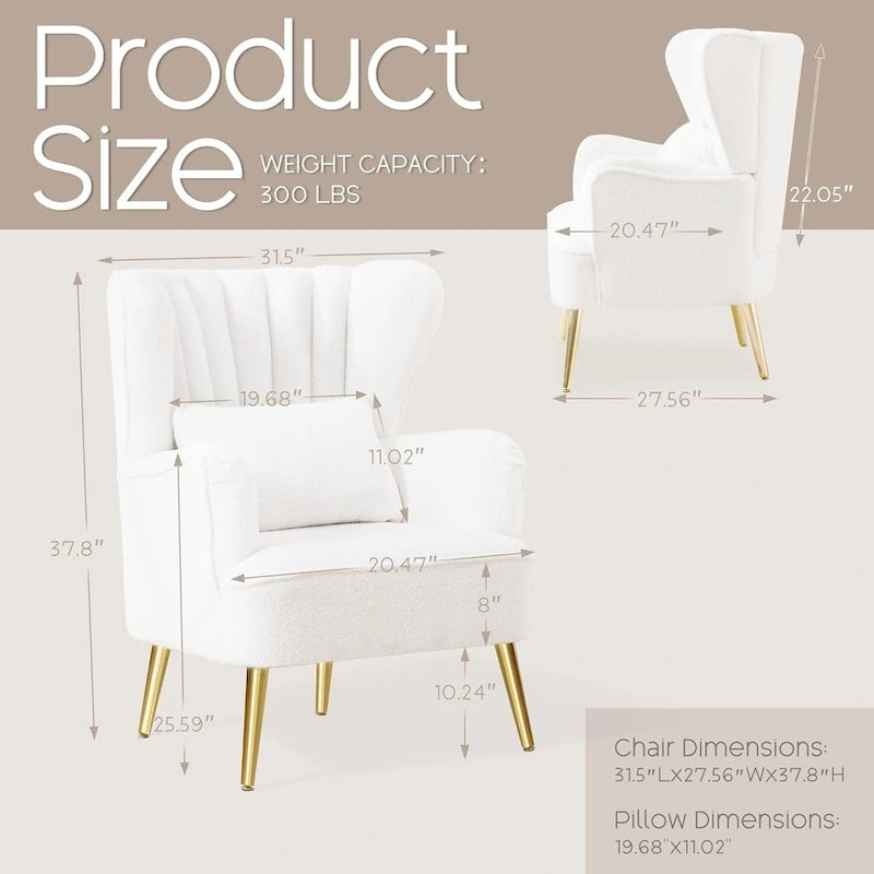 Modern Wingback Arm Chair Upholstered Accent Chair