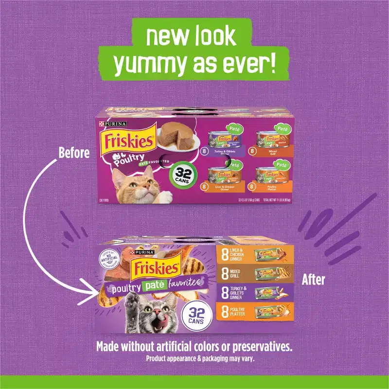 Purina Friskies Paté with Liver and Turkey Flavor Wet Cat Food Poultry Favorites - 5.5oz/32ct Variety Pack