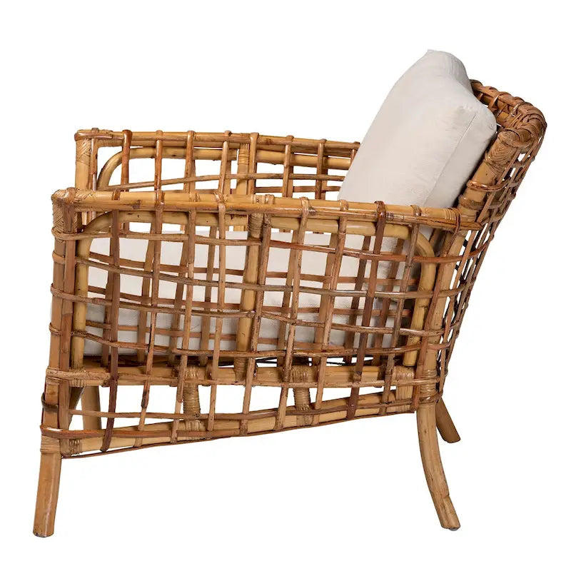 Modern Bohemian Natural Brown Rattan Arm Chair