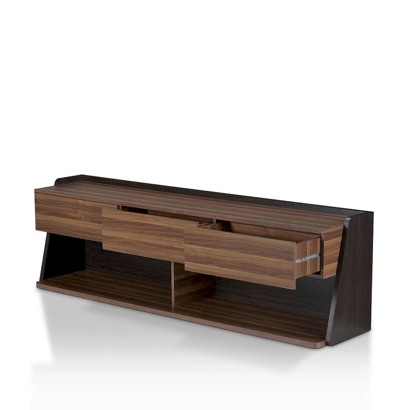 Modern Walnut 73-Inch 3-Drawer TV Console