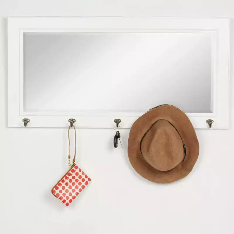 36 x 18 Pub Mirror with Metal Hooks, Distressed Finish