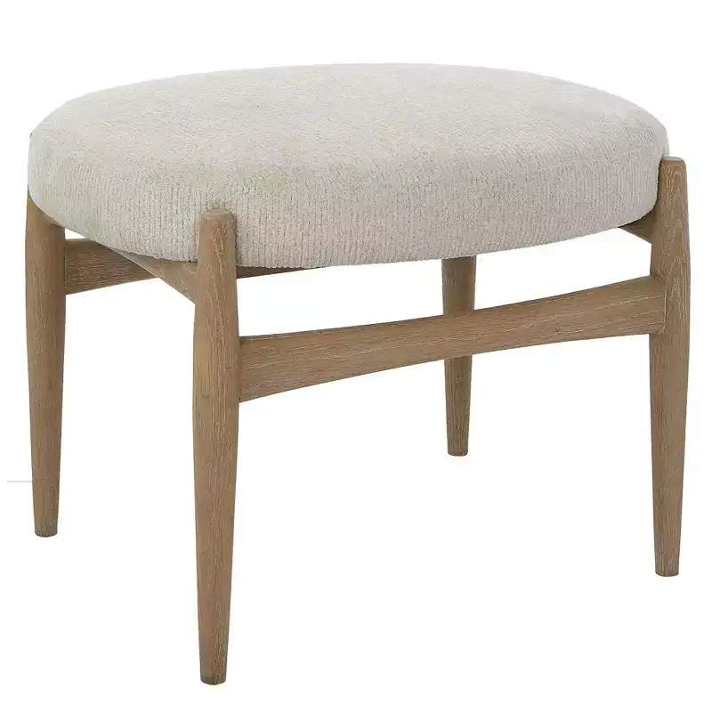 Uttermost Acrobat 24 1/2W Textured Off-White Fabric Bench