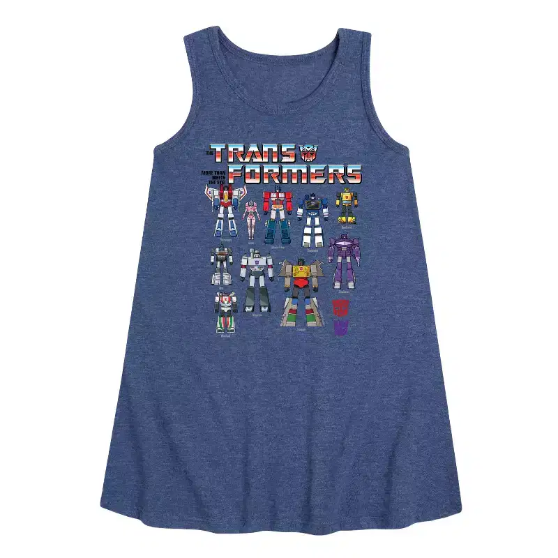 Girls' - Transformers - Transformers Grid Graphic Sleeveless Aline Dress