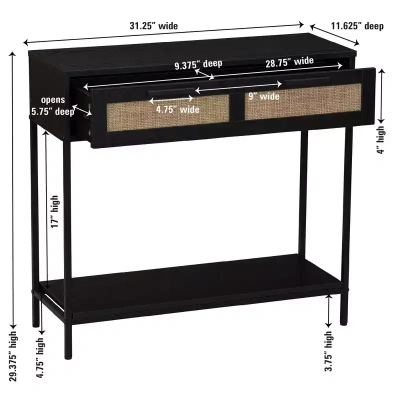 Household Essentials Bungalow Console Table Black