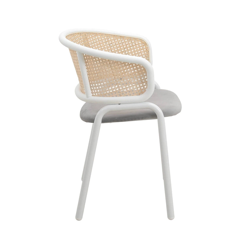 Modern Stylish Dining Arm Chair with Rattan Back and Steel Legs