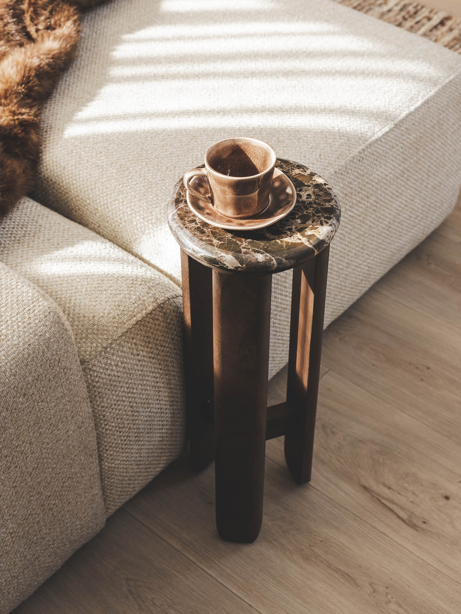 Contemporary Marble Side Table for Living Room