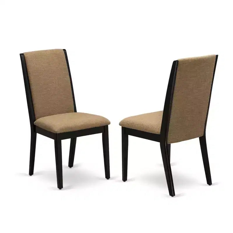 5-Piece Round Black and Cherry Finish Solid Wood Top Dining Table with 4 Upholstered Chairs