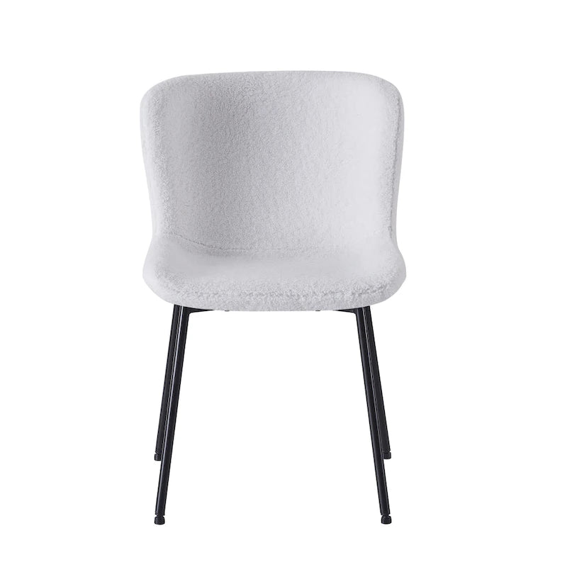 Fabric Upholstered Armless Dining Chairs with Powder-Coated Steel Legs, Set of 2