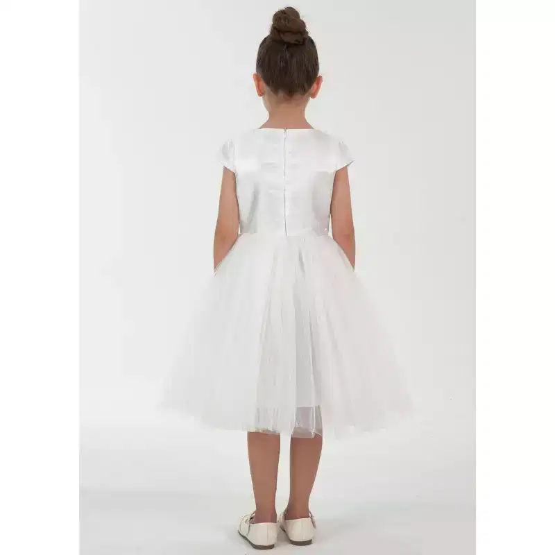 2Bunnies Girls' 3T-9yr Toddler Satin A-Line Bow Tulle Flower Girl Dress