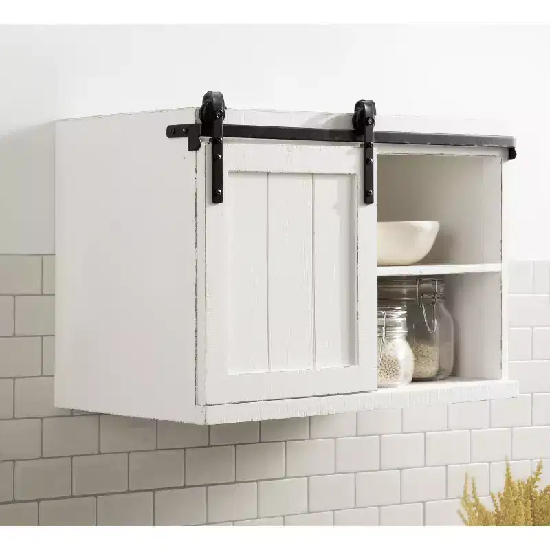 Kate and Laurel Cates Wood Floating Side Table with Cabinet