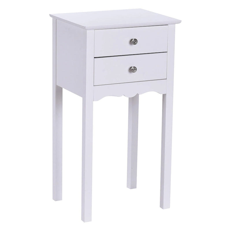 White 2-Drawer Side Table, 16 x 13 x 30 in.