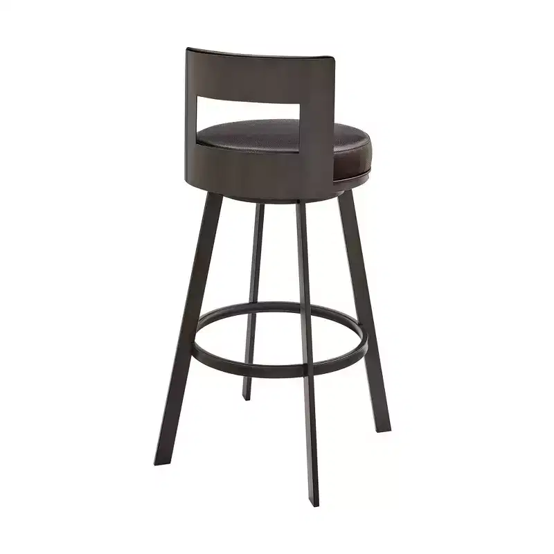Armen Living 26 Flynn Metal with Faux Leather Swivel Counter Height Barstool