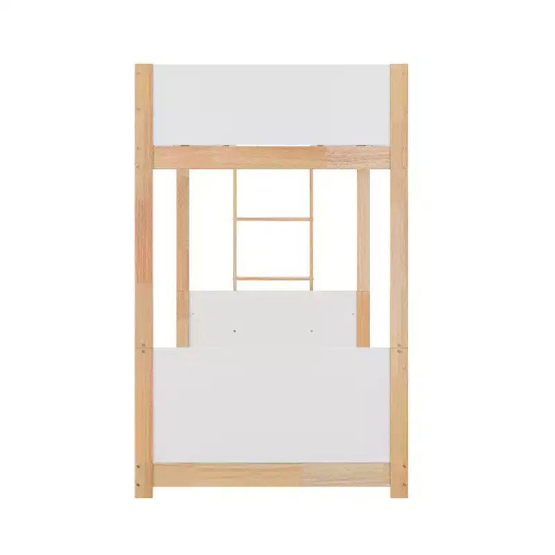 Emma and Oliver Kids Bunk Bed with Convertible, Solid Wood Frame and Easy-to-Climb Ladder with No Box Spring Required
