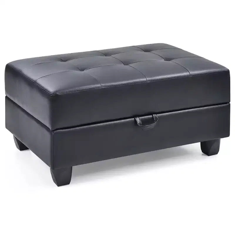 Passion Furniture Revere Faux Leather Upholstered Storage Ottoman