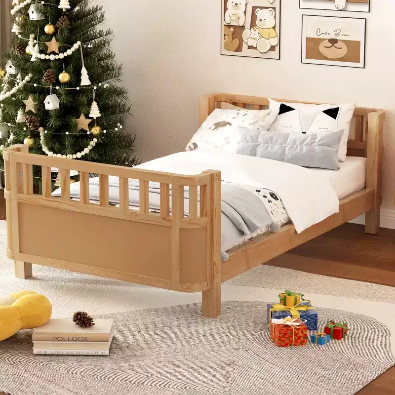Twin Size Platform Bed with Rails