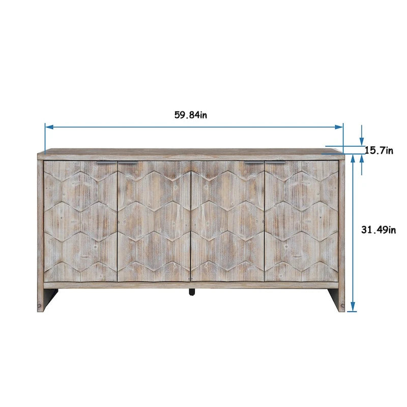 Accent Cabinet 4 Door Wooden Cabinet Sideboard Buffet Storage Cabinet