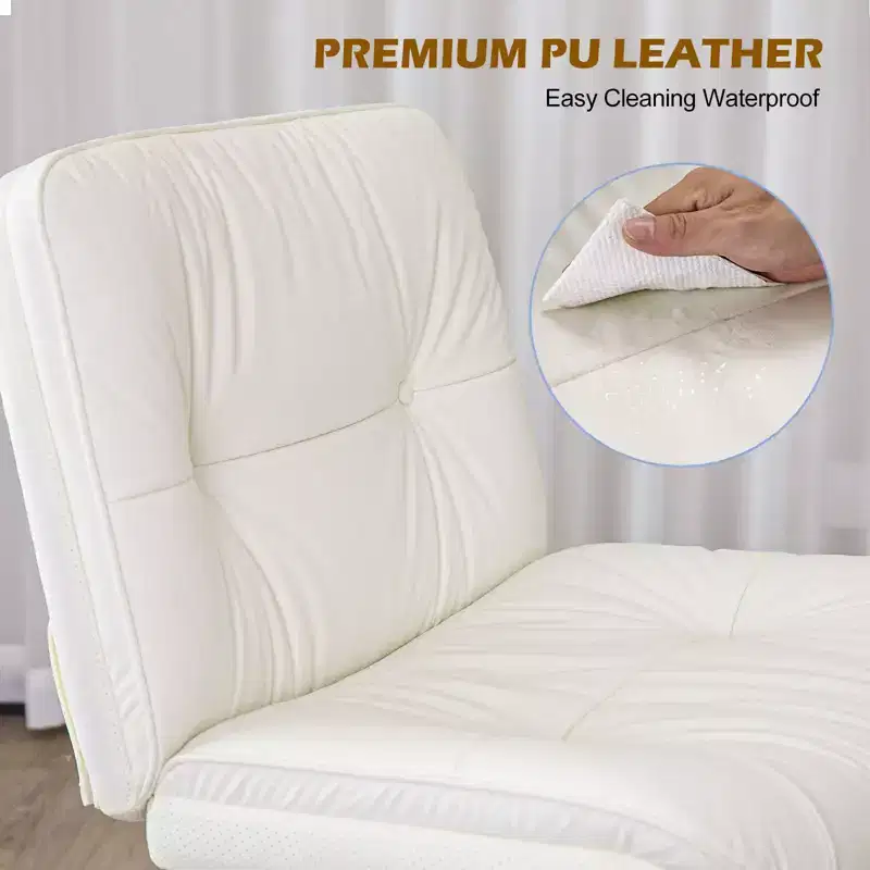 Armless Ergonomic Office Chair with PU Leather, Adjustable Height & Omni-directional Casters