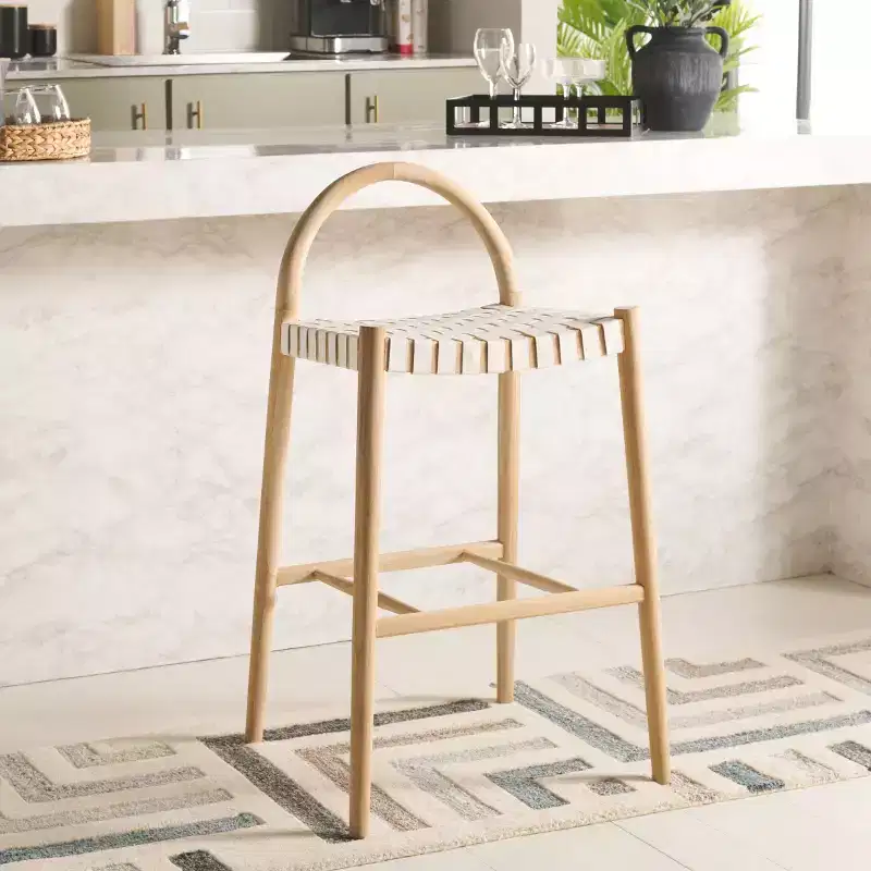 Rhyan Bar Stool - BST1204A - White/Natural - Safavieh