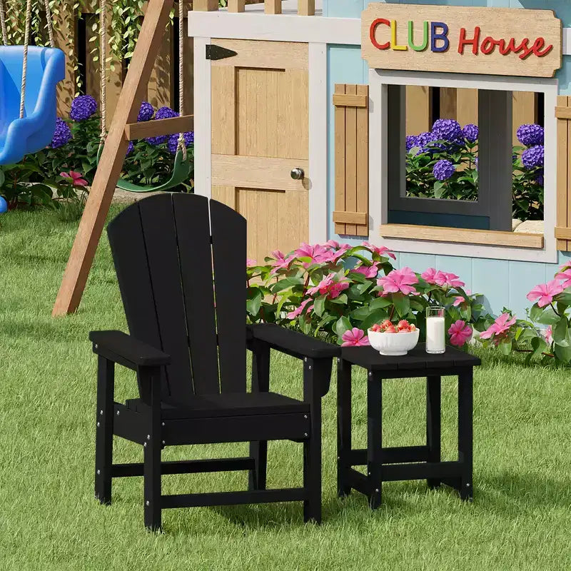 WestinTrends Malibu 2-Piece Kids Outdoor HDPE Adirondack Chair With Square Side Table Set