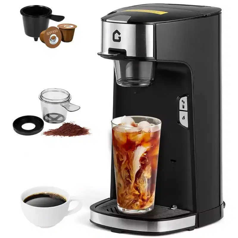 GustoWave Single Serve Coffee Maker with 18.6 Oz Water Tank for Capsule, Ground & Tea Bag