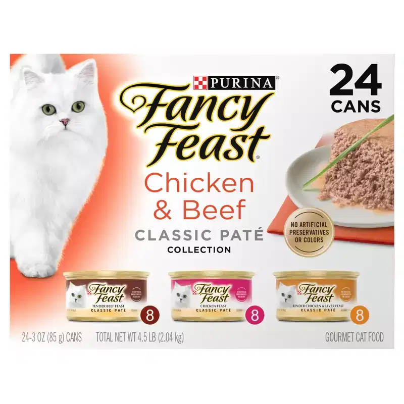 Purina Fancy Feast Classic Paté Variety Pack Chicken & Beef Flavor Wet Cat Food Cans - 3oz/24ct
