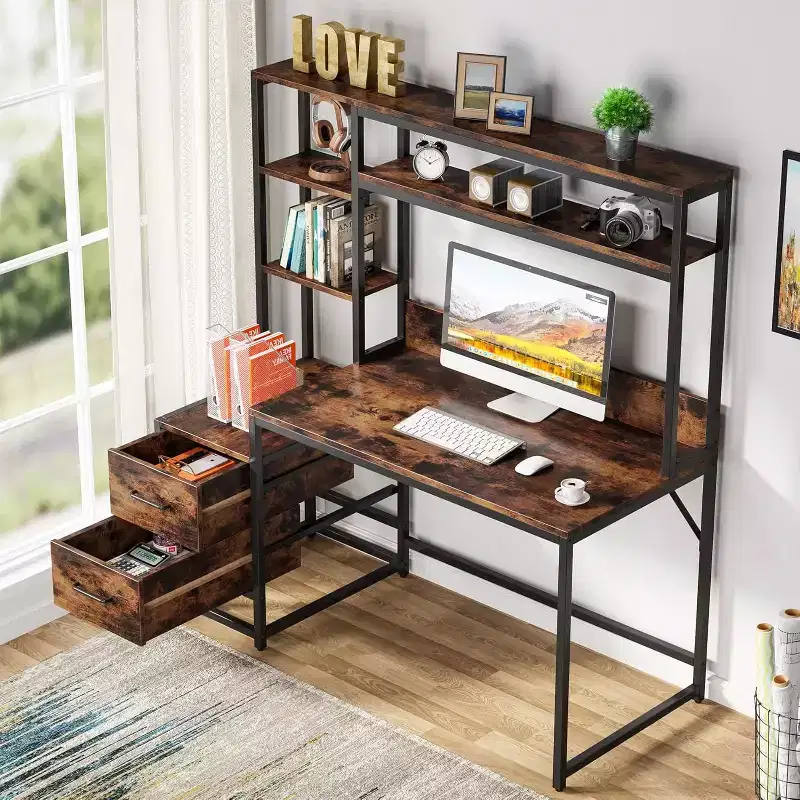 Lantine 55 Inch Computer Desk with 2 Drawers