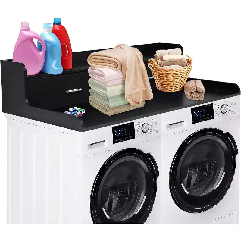 2-Tier Washer Dryer Countertop Organizer with Edge Rails and Drawers