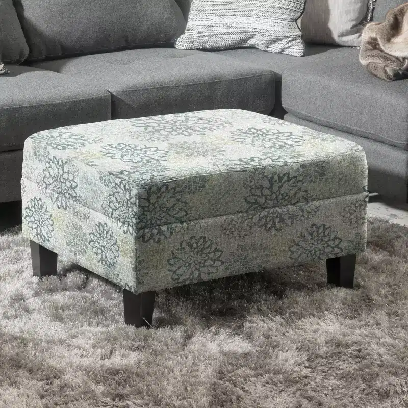 Christopher Knight Home Karaugh Contemporary Floral Pattern Storage Ottoman with Birch Legs