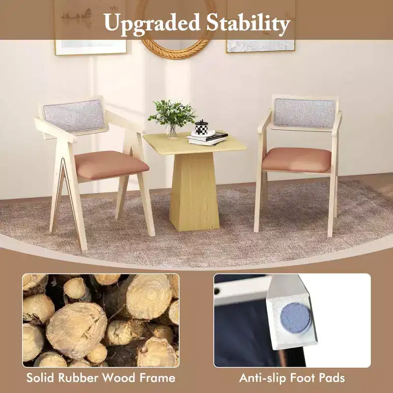 Costway Modern Accent Chairs Set of 2/4 with Leathaire Seat Cushions & Backrests Gray