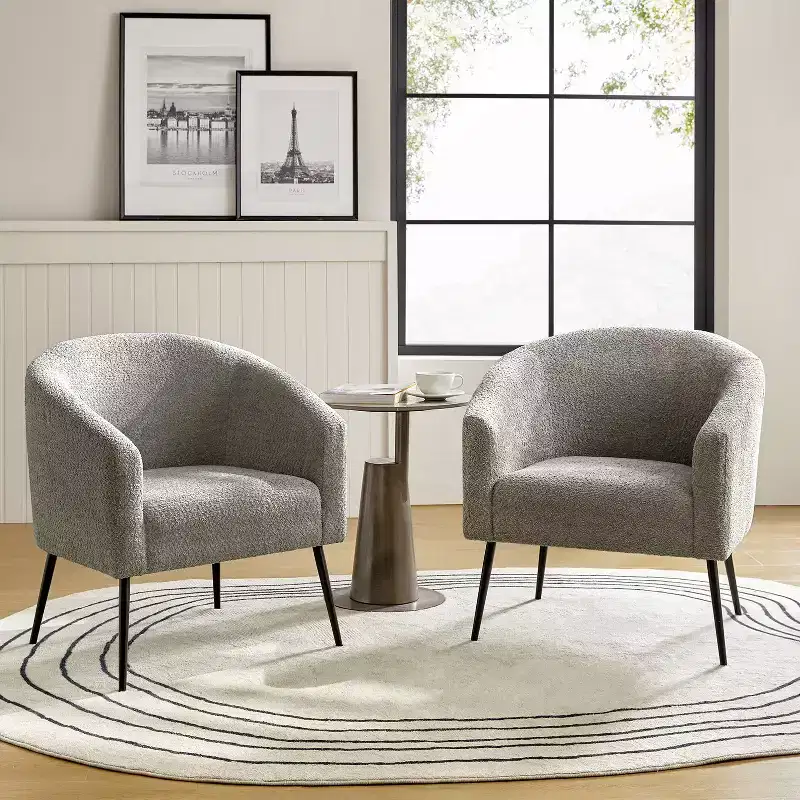 Guy Modern Boucle Armchair Set of 2 with metal leg ART OF LIVING DESIGNS