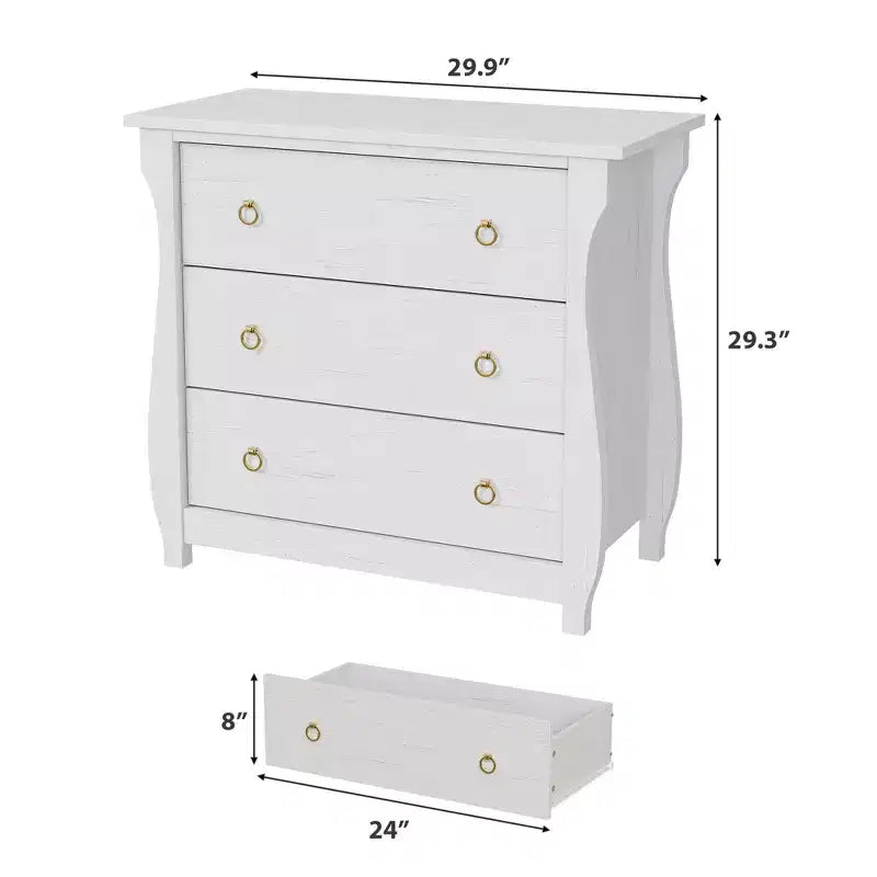 COZONY 3-Drawer Wooden Dresser with Metal Handles, Modern Storage Cabinet for Bedroom Living Room Entryway