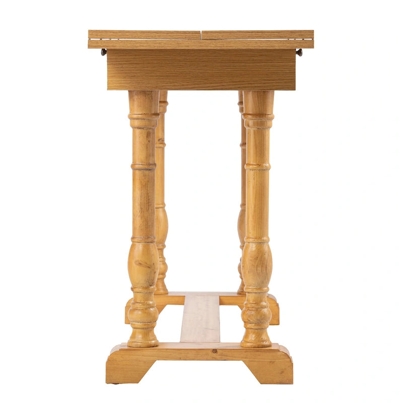 Farmhouse Drop Leaf Trestle Console to Dining Table