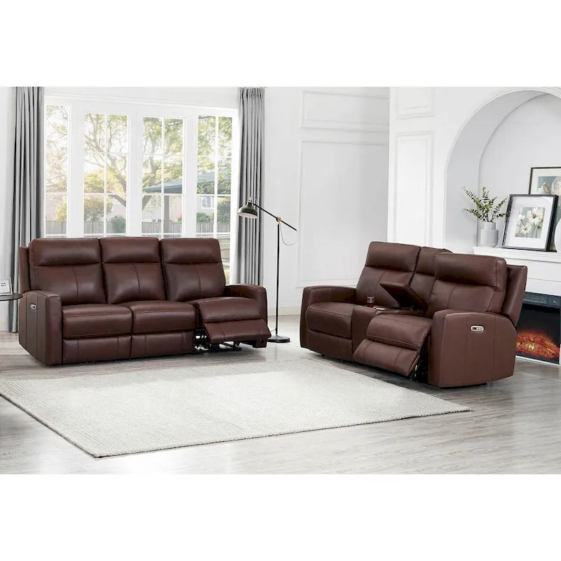Zero Gravity Power Recline Top Grain Leather Sofa and Loveseat