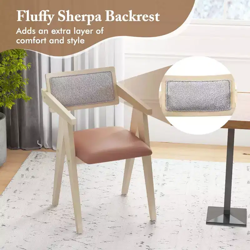 Costway Modern Accent Chairs Set of 2/4 with Leathaire Seat Cushions & Backrests Gray