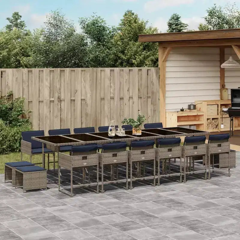 vidaXL Patio Dining Set Set of 16 Grey