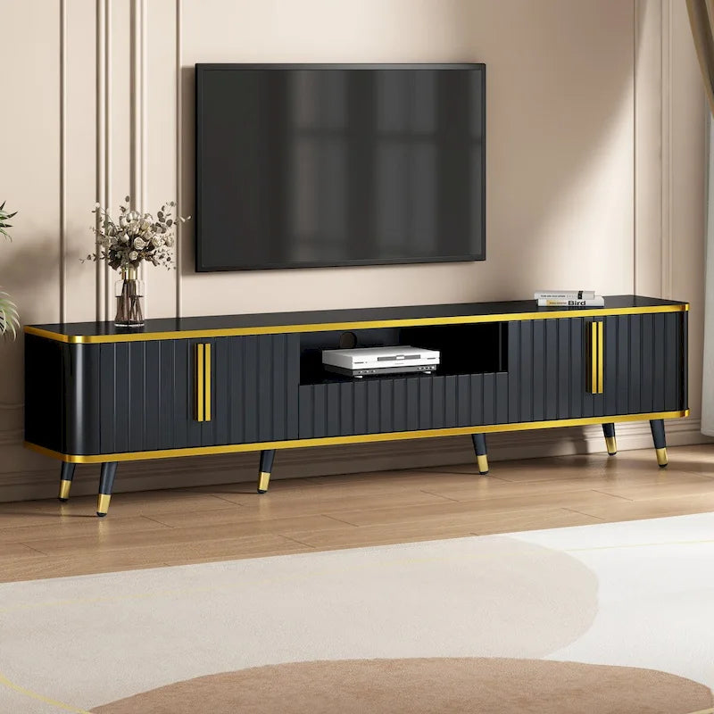 TV Stand with Open Storage Shelf for TVs Up to 85 Inches with Cabinets and Drawers