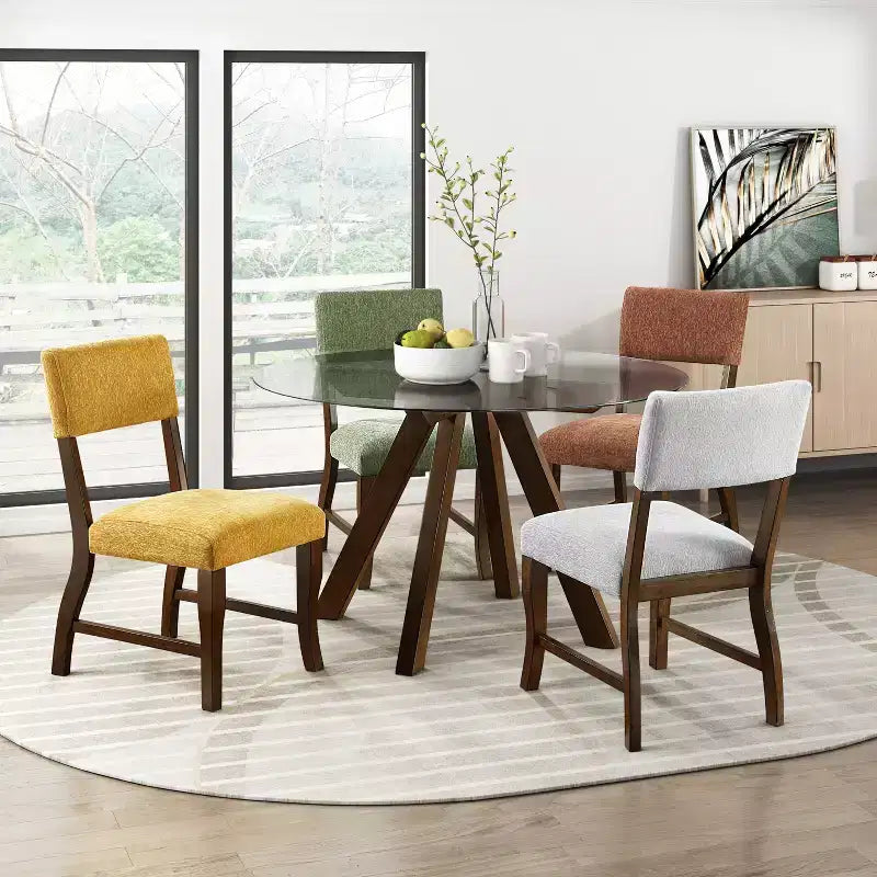 GDFStudio Ellis Farmhouse Modern Chenille Upholstered Dining Chairs with Back (Set of 2)