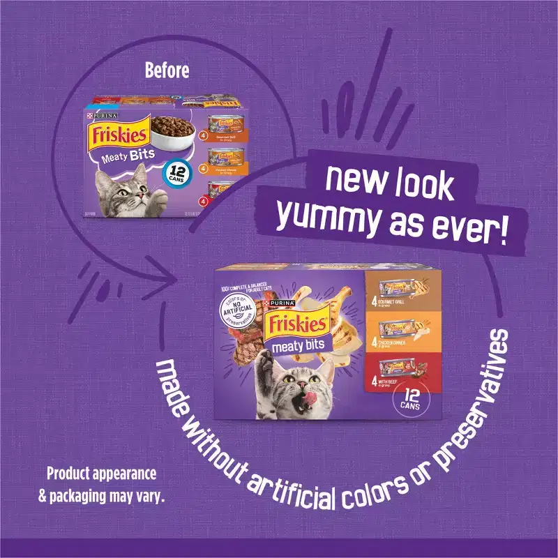 Purina Friskies Meaty Bits Gourmet Grill, Chicken & Beef Wet Cat Food