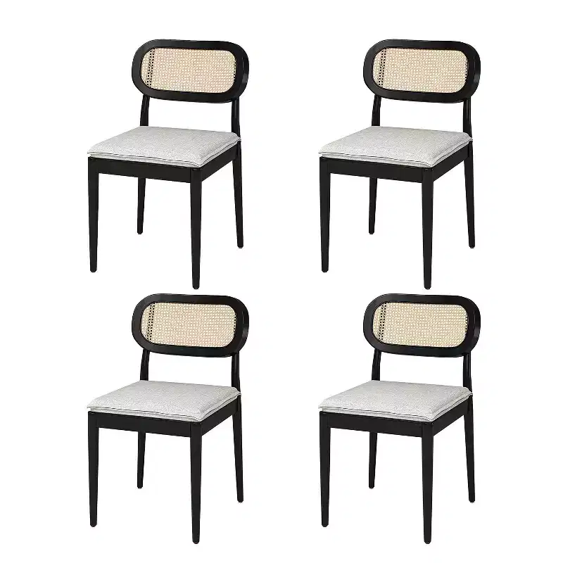 Hartmut Modern Ratten Dining Chair Set of 2 with Solid Wood Legs ART OF LIVING DESIGNS