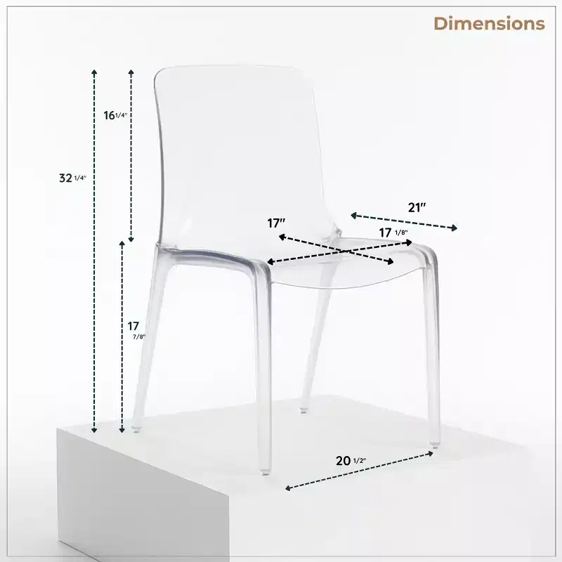 LeisureMod Murray Mid-Century Modern Dining Chair - Waterfall Edge Design Acrylic, Ergonomic and Stackable, Set of 4