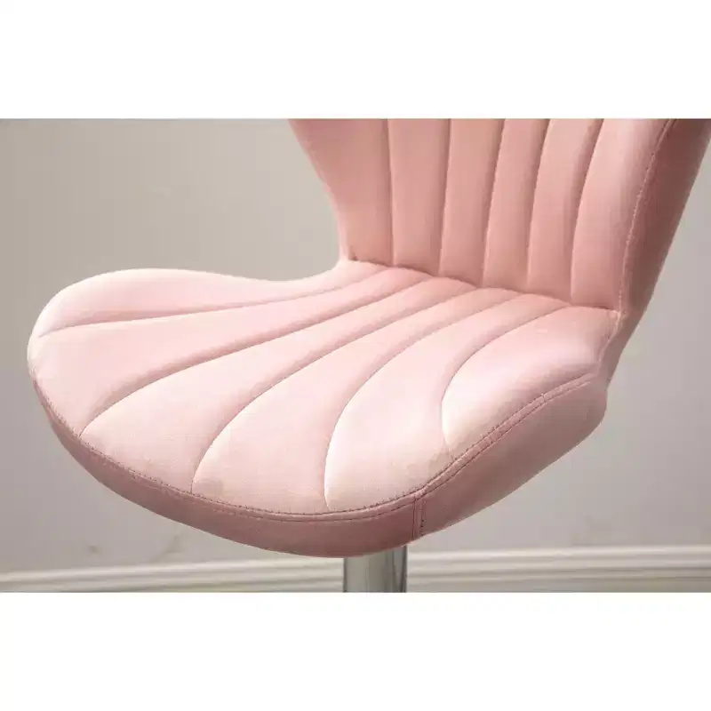 Ellston Upholstered Adjustable Swivel Barstools in Pink, Set of 2